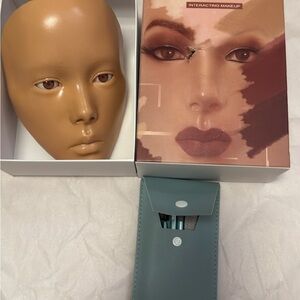 Mannequin Makeup Practice Head with Teal Brush Case